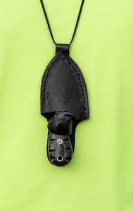 Cuchillo de caza de acero de Damasco con punta caída, mango de Micarta, hoja fija de filo recto y funda - Product Image 3