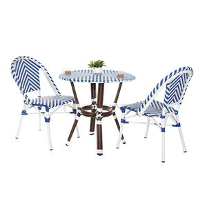 Aluminum Frame Outdoor Bistro <b>Set</b> with Solid Wood Top Garden Dining Table and 4 Chairs-Weather Resistant - Product Image 5