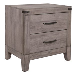 Dark Metal Hardware Bed <b>Side</b> <b>Table</b> 2 <b>Drawers</b> Brownish Gray Finish 1pc Nightstand Melamine Laminate Nightstands Product Category - Product Image 1