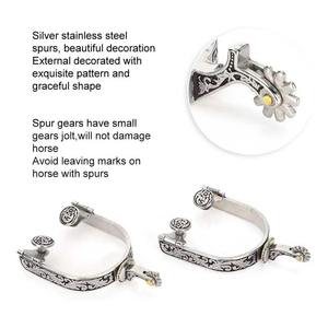 เดือยขี่ม้าแบบตะวันตกสำหรับมืออาชีพ พร้อมลวดลายดอกไม้เคลือบเงิน - Product Image 4