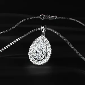Collar con Colgante de Diamante Cultivado en Laboratorio con Corte Pera de 0.5CT, Claridad VVS-VS, Oro, para Compromiso y Boda - Product Image 5