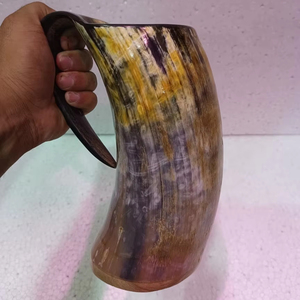 Best Viking Drinking Horn <b>Mug</b> with Wooden Base Luxury <b>Handmade</b> 600ml Capacity for Party Use at Wholesale Price - Product Image 1