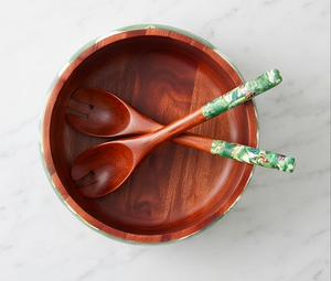 Custom Printed Classic Mango Acacia Wood Salad <b>Bowls</b> Food Safe Enamel Coated Kitchen Items Disposable Spoons - Product Image 2