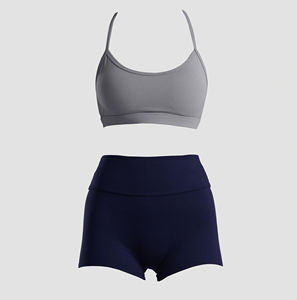 Sujetador deportivo sin costuras para mujer, cuello redondo, tirantes finos, soporte medio, top de yoga, gris liso - Product Image 2