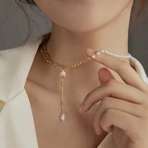 Collar de Gargantilla de Lujo de Alta Gama para Mujer, Perla Natural de Agua Dulce, Diseño de Capas de Cuentas Ligeras, Moda de Alta Gama - Product Image 2