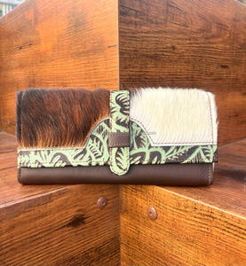 กระเป๋าเงินหนังวัวแท้สำหรับผู้หญิงกระเป๋าใส่โทรศัพท์มีสไตล์สไตล์ใหม่ขายดีกระเป๋าสตางค์หนังพิมพ์ลายนูนตะวันตก - Product Image 4