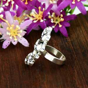 Bague en argent sterling 925 plaqué, ornée de pierres de buffle blanches naturelles, faite à la main, style bohème, bijou tendance pour femme, fournisseur. - Product Image 2