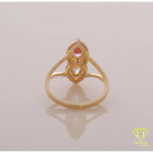Anillo de compromiso de doble halo con diamantes cultivados en laboratorio en forma de pera, color rosa y champán, en oro amarillo de 14 quilates, anillo de promesa de dos piedras para boda - Product Image 5