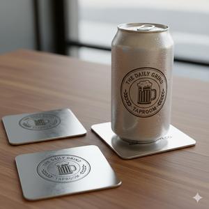 Posavasos de metal personalizados con logotipo, reutilizables, duraderos, para bebidas, personalizables - Product Image 1