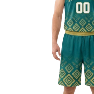 Conjunto de uniforme de baloncesto geométrico personalizado para hombre, camiseta sin mangas con nombre y número, pantalones cortos a juego, secado rápido, transpirable, 100% - Product Image 5