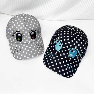Korean Cute Polka-Dot Embroidered Eye Baseball <b>Cap</b> for <b>Women</b>, Street-Style All-Match Anime-Inspired Design with Deepened Viso - Product Image 2