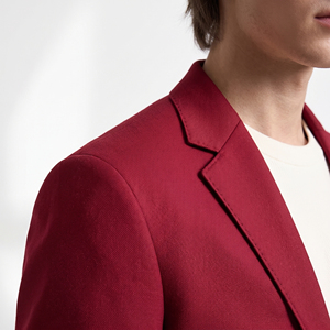 Blazer Homme Rouge Canneberge, Coupe Slim, Deux Boutons, Revers Cranté, Tissu Texturé, Poches à Rabat, Veste de Bureau et de Soirée - Product Image 5