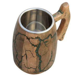 Tasse en bois faite à la main de haute qualité avec acier et cuillère pour bureau à domicile ou approvisionnement en gros d'hôtel - Product Image 3