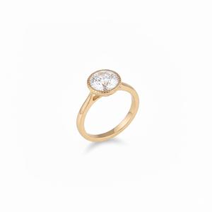 Anillo de compromiso solitario con diamante de laboratorio redondo de 2 quilates, engaste milgrain, vástago cónico, en oro de 14K, color DEF, claridad VS-VVS, anillo de promesa - Product Image 3