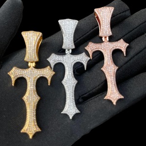 Colgante de Cruz de Plata 925 con Moissanita, Microincrustaciones, Amuleto Religioso, Unisex, Uso Diario, Estilo Hiphop - Product Image 6
