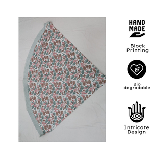 Handmade Boho Floral <b>Round</b> <b>Table</b> <b>Cloth</b> Eco-Friendly Reusable Customizable Elegant Cotton Jaipur Hand Block Printed Durable - Product Image 3