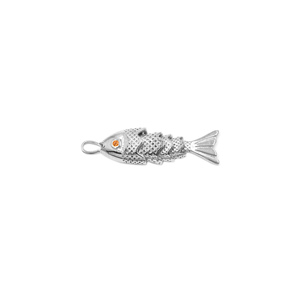 Pendentif breloque en laiton plaqué argent avec zircone cubique orange en forme d'œil de poisson pour la fabrication de bijoux et colliers - Product Image 3