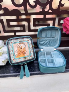 Estuche Compacto para Joyas de Cuero Genuino, Última Llegada, Estilo Vintage, Cuero Repujado a Mano, Color Turquesa, Caja de Almacenamiento Resistente - Product Image 6