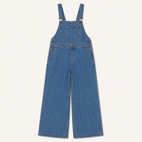 Combinaison Salopette en Jean Taille Haute à Jambes Larges pour Femme, Unie, Délavée, Décontractée, à Bretelles, Style Streetwear d'Été, Coupe Droite, Confortable et Ample