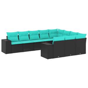 Juego de Sofás de Patio de 10 Piezas en Poliratán Negro con Cojines, Elegante Colección de Muebles para Exteriores - Product Image 2