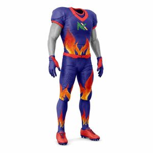 Ensemble d'uniformes de football personnalisés pour hommes, thème feu, maillot en mesh sublimé, pantalon rembourré, équipement sportif d'équipe, kit de jeu, vente OEM Pro - Product Image 3