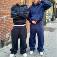 Ensemble de survêtement oversize pour homme, coupe ample, sweat à capuche et pantalon de jogging en molleton tricoté, style streetwear, logo personnalisé