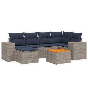 Set Divano da Giardino in Polyrattan Grigio a 7 Pezzi con Cuscini - Collezione Arredamento Patio - Product Image 2