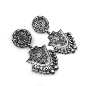 Pendientes de Aro Colgantes de Plata Oxidada con Diseño Floral Étnico Bohemio Tradicional Silver Mountain SKU7639, Plata 925, Regalo para Fiesta - Product Image 2