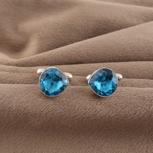 Designer Handcrafted Swiss Topaz Gemstone Cufflinks Set in 925 Sterling Silver Handmade Unisex Jewelry Elegant Formal Wear Gift - Product Image 4