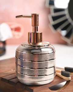 Luxury Hammered Silver Ceramic Soap <b>Dispenser</b> Conical Metallic Liquid Hand Soap <b>Pump</b> <b>Bottle</b> for Hotel Bathroom Vanity Sink - Product Image 6
