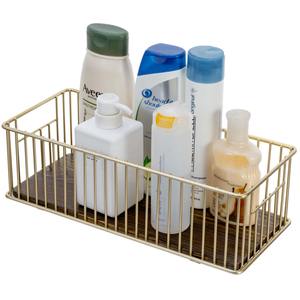 Plateau de toilette élégant en laiton avec base en bois massif pour serviettes d'invités et accessoires de salle de bain - Product Image 6