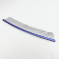 Peigne de toilettage pour animaux de compagnie Eversharp en acier inoxydable incurvé pour chiens et chats 230 mm Violet Éliminateur de poils
