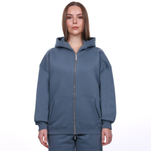 Sudadera con capucha y cremallera de forro polar de invierno de 360 g, ecológica, extragrande, con logotipo personalizado, resistente al viento, unisex, para mujer - Product Image 1