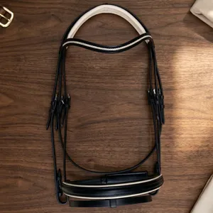 Bridon d'équitation Annabelle en cuir véritable classique de haute qualité, robuste et confortable, pour un prix de gros imbattable - Product Image 1
