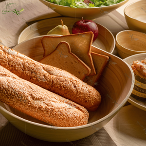 Cuenco de servicio de bambú natural de estilo clásico ecológico personalizado, cocina desechable, esencial para fiestas - Product Image 6