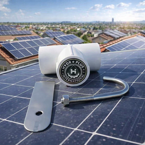 HYDROPLUS INTERNATIONAL Stainless <b>Solar</b> <b>Panel</b> Spray Cleaning Nozzle Adjustable Mount J Bolt PVC Tee <b>Connector</b> Rooftop Kit System - Product Image 1