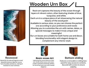 Handmade Ocean Wave Resin <b>Box</b> Coastal Wood Decor <b>for</b> human <b>ashes</b> medium size 9x5.5 urn <b>box</b> - Product Image 5