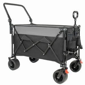 Carrito Plegable Multifuncional con Manija Giratoria, Toldo, Ruedas Todoterreno 7 x 4, Frenos y Alta Capacidad de Carga para Camping - Product Image 5