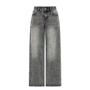 Pantalones vaqueros antiarrugas de pierna recta de cintura alta para mujer, pantalones vaqueros informales transpirables con botones delanteros holgados para verano - Product Image 3