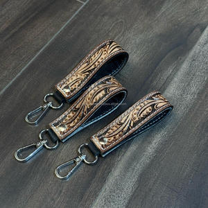 Nouveau design de haute qualité en cuir repoussé à la main en cuir de vachette véritable personnalisé Mini porte-clés porte-clés poignet accessoires pour femmes - Product Image 4
