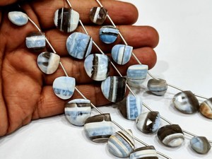 Opale naturelle en forme de cœur, 12-14 mm, perles de pierre bleue, 8 pouces - Product Image 3