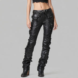 Pantalones de Motociclista de Cuero PU para Mujer, Transpirables, a la Moda, para Verano e Invierno - Product Image 4