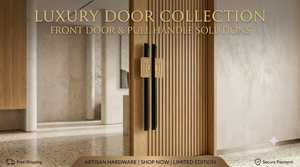 KELLTON Luxury Brass Square Pull <b>Handles</b> for <b>Kitchen</b> Cabinets Midcentury Modern Design Durable Eco-Friendly Artisan Collection - Product Image 2