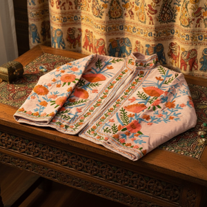 White Orange Floral Embroidery Jacket | <b>Boho</b> Long Sleeve Stand Collar Cotton Jacket Handmade Needle Work Women Winter Coat - Product Image 4