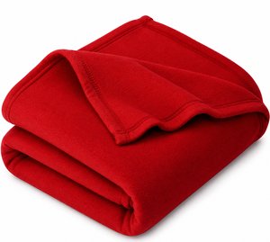 Couverture en polaire rouge de luxe OS, super douce, sans bordure en satin - Product Image 1