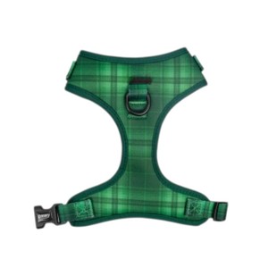Harnais pour chien en nylon à carreaux réglable, style classique vert, fermeture à boucle, pour chiens de taille moyenne - Product Image 1