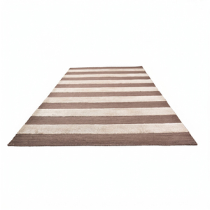 Alfombra DECORDEC Personalizada de Lana Texturizada Marrón Chocolate y Marfil, Antideslizante, Ecológica, con Rayas Horizontales, para Hotel, Villa, Sala de Estar - Product Image 2