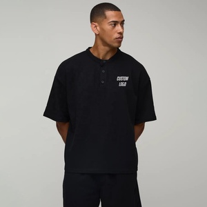 T-shirts pour hommes personnalisés avec logo, de haute qualité, 235 GSM, poids lourd, 100% coton, épaules tombantes, coupe ample, style boxy, courts - Product Image 1