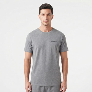 T-shirts personnalisés 100% coton, surdimensionnés, respirants et confortables, t-shirts unis élégants, t-shirt gris pour homme - Product Image 1
