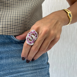 Anillo de Compromiso de Plata 925 con 7 CT de Zafiro Rosa Infinito y Moissanita, Engaste de Garras, Certificado IGI, Regalo para Fiesta - Product Image 2